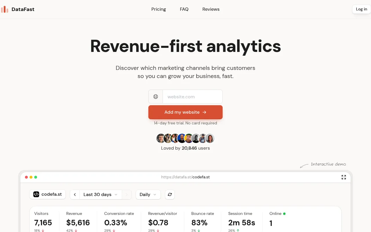 DataFast website screenshot