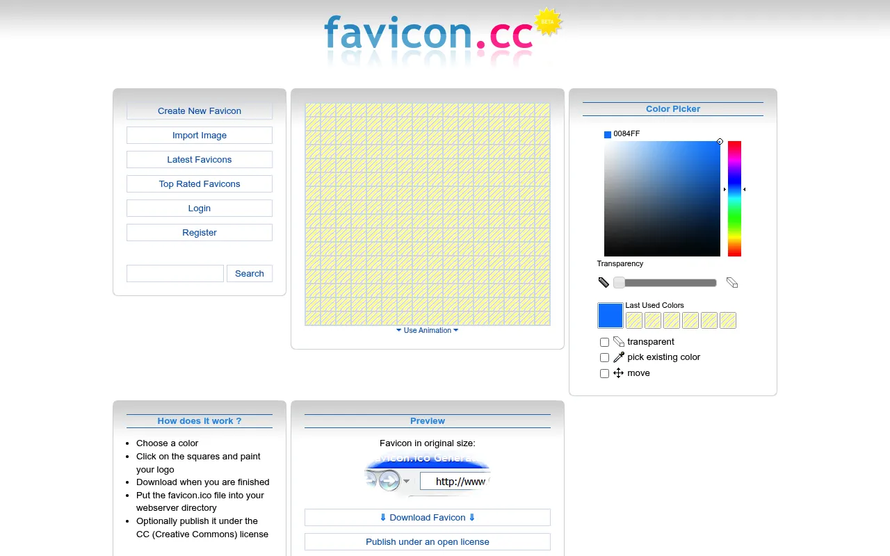 Favicon.cc website screenshot
