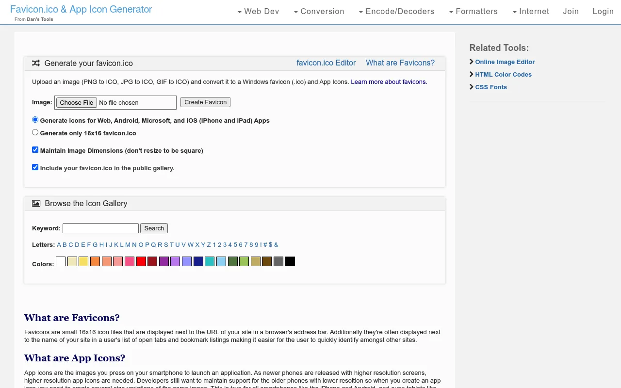 Favicon-Generator.org website screenshot