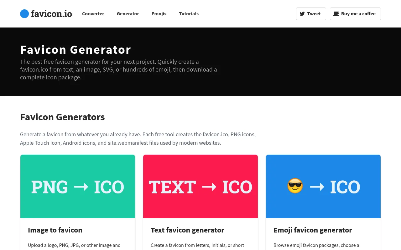 Favicon.io website screenshot