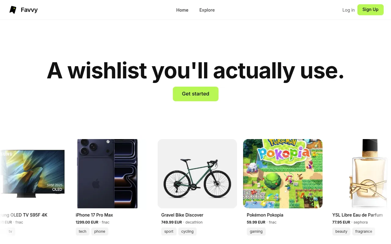 Favvy website screenshot