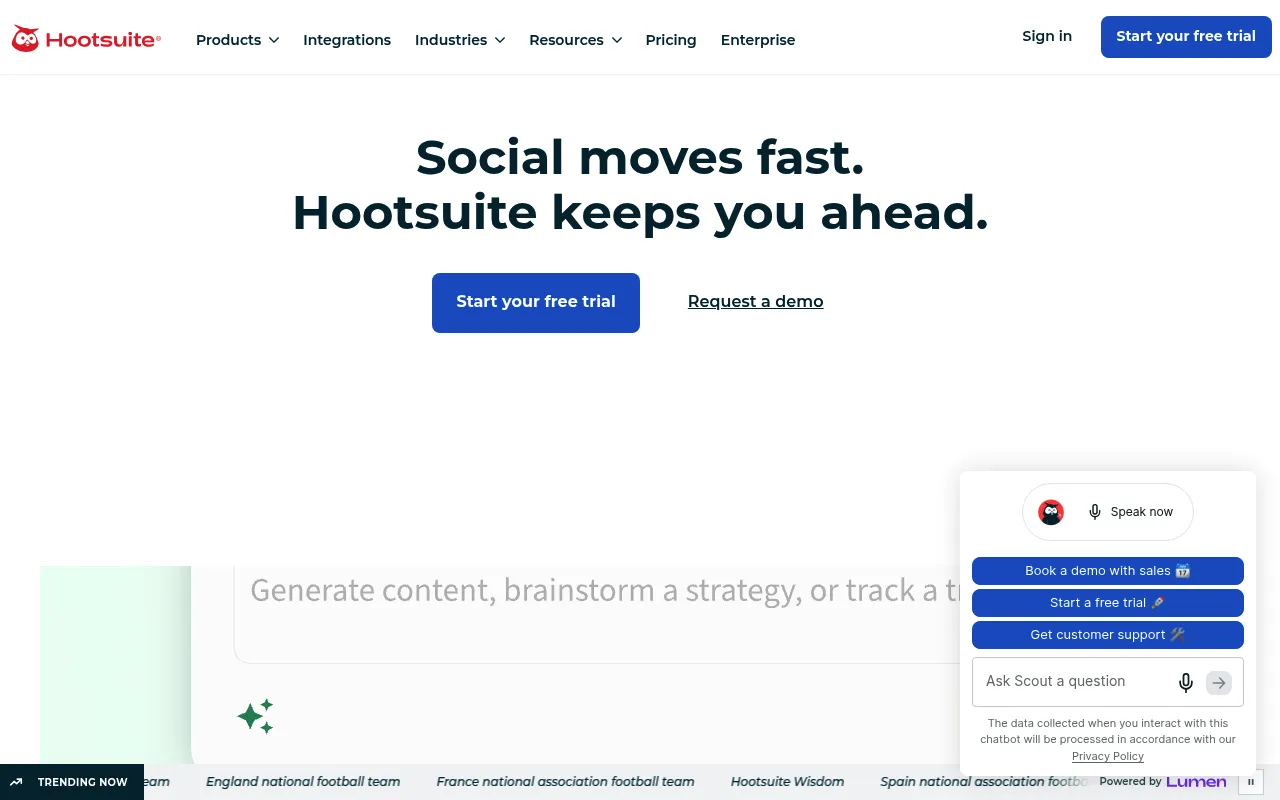 Hootsuite website screenshot