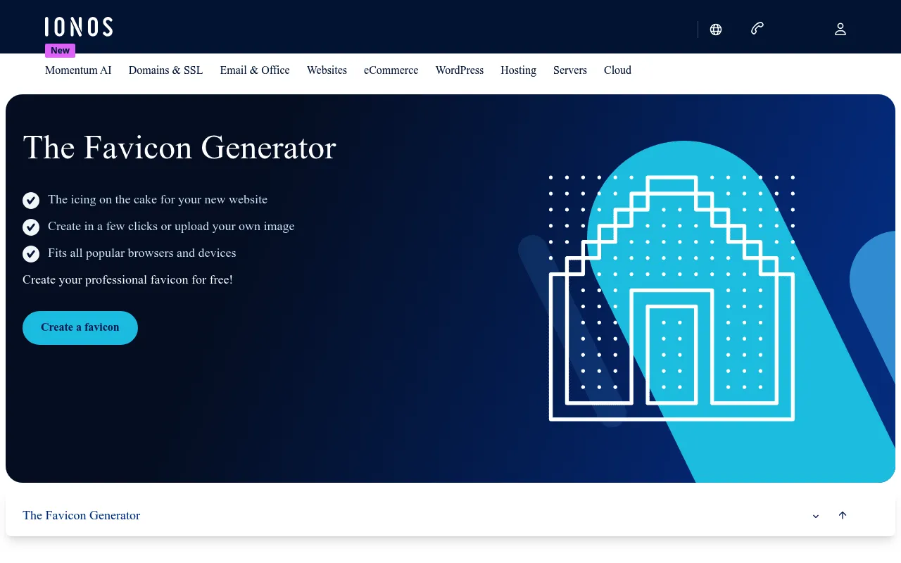 IONOS Favicon Generator website screenshot
