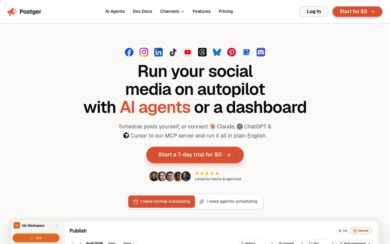 Postger website screenshot