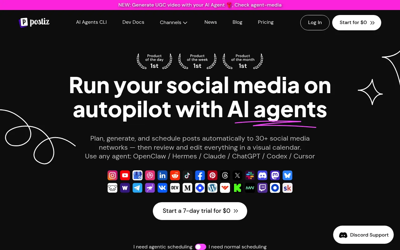 Postiz website screenshot