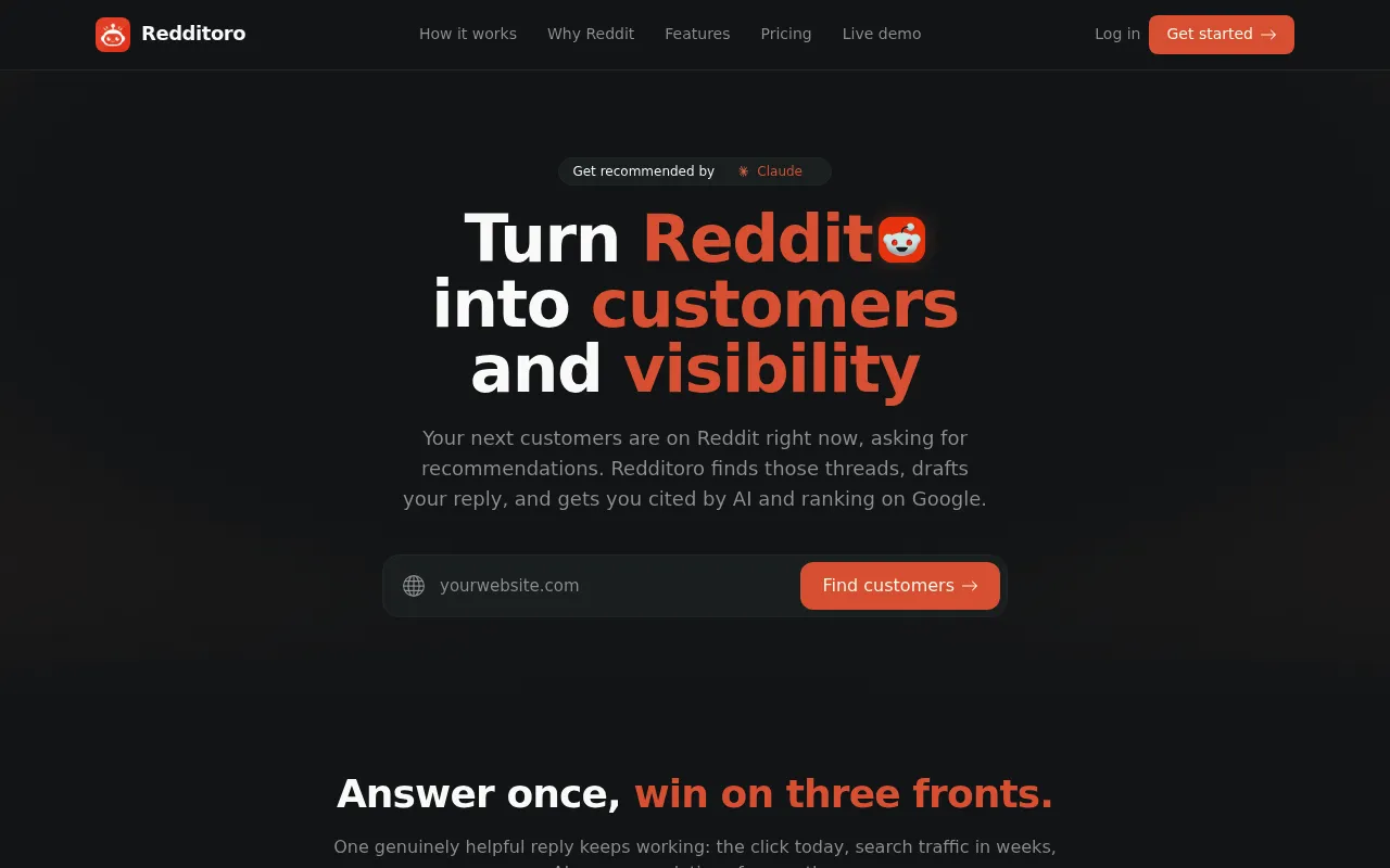 Redditoro website screenshot